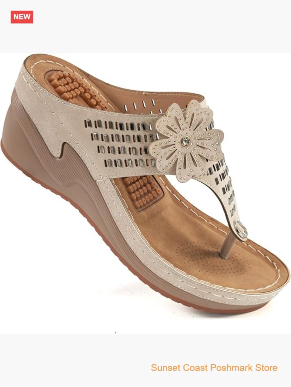 Cushion Footbed Wedge Sandals Platform Flip Flops Dressy Summer Ankle Strap